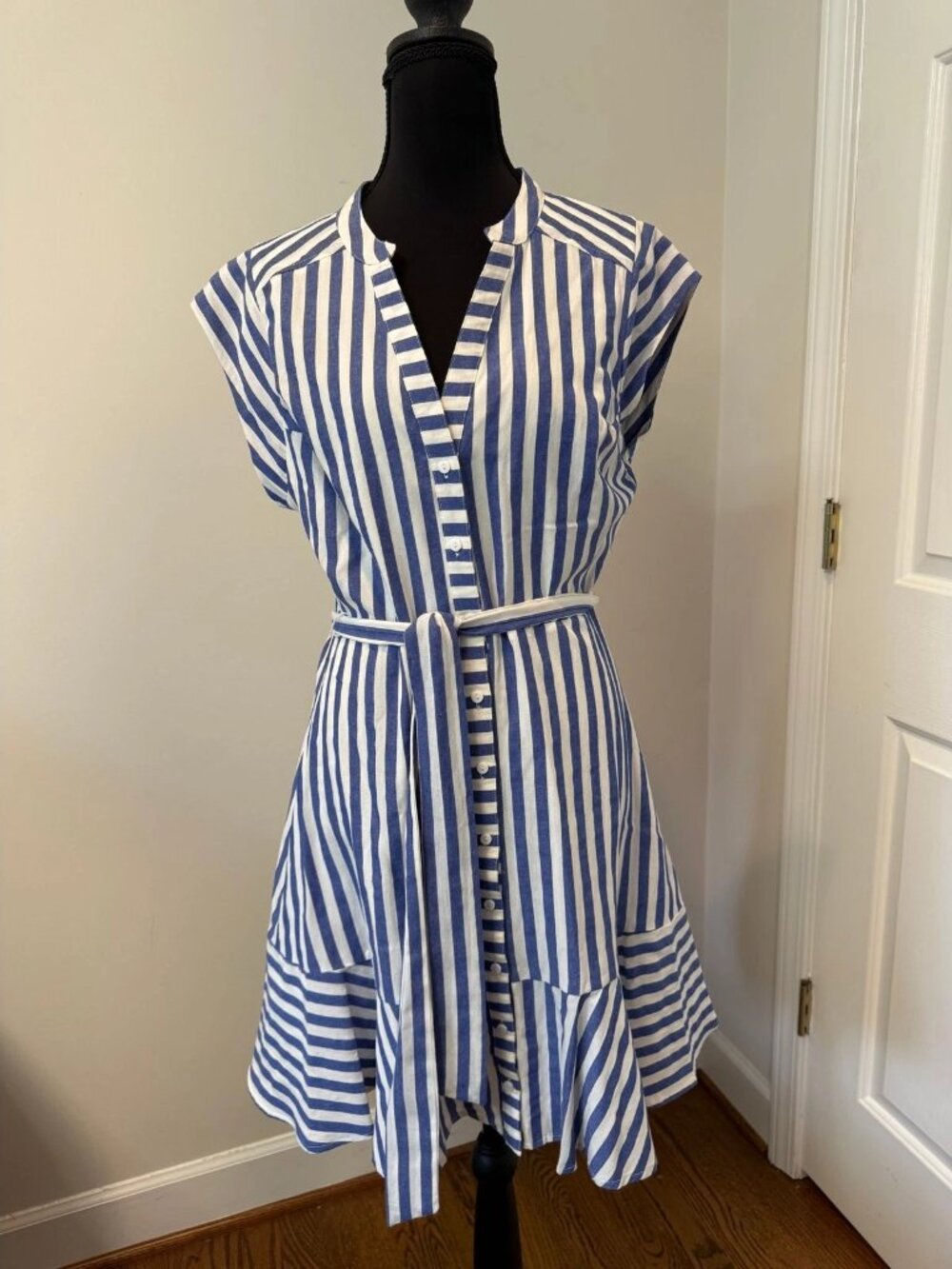SugarLips Blue/White Striped Shirtdress